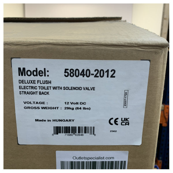 Jabsco Deluxe Flush 17 Inch Electric Toilet 12V - 58040-2012