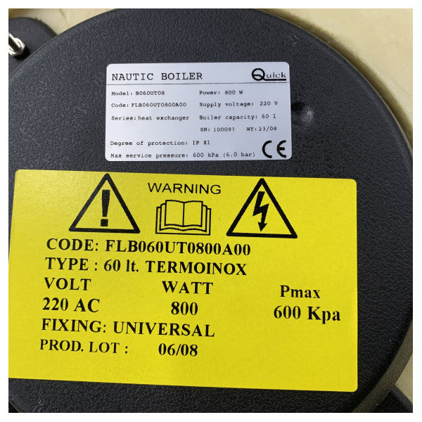 Nopea Sigmar Marine 60L Boiler 230V 800W Ruostumatonta terästä