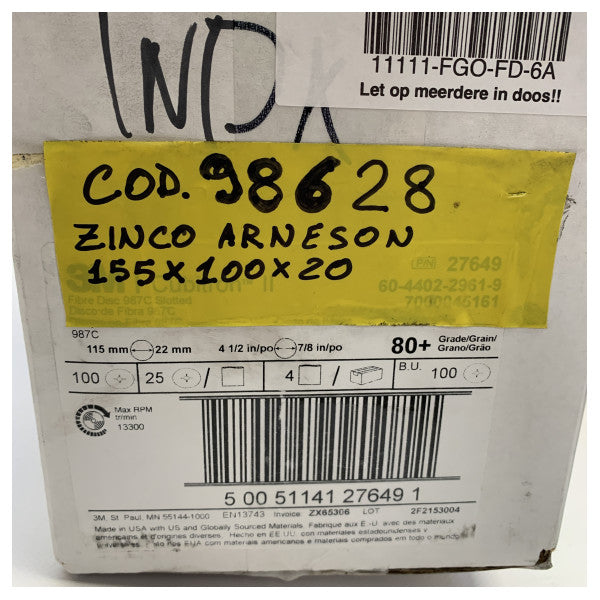 Kit d'anode de zinc à entraînement de surface Arneson type FD-6A - 155 x 100 x 20 mm