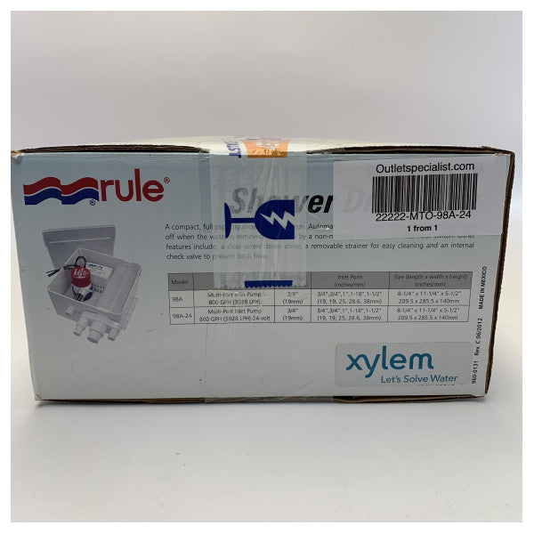 Sääntö 98A-24 800 GPH suihkun tyhjennyspumppujärjestelmä 24V