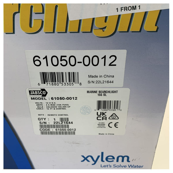 Jabsco 61050-0012 155SL Fjernbetjent Marine Spotlys - Søgelys til både og yachter 12V