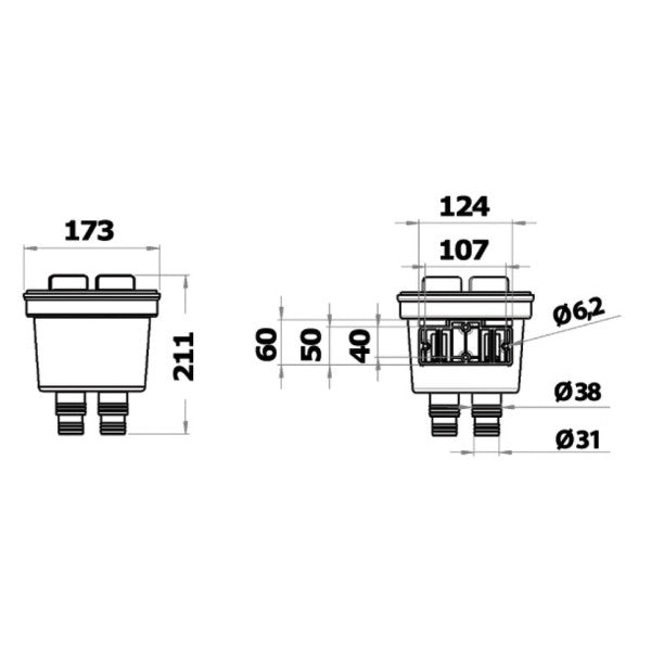 Osculati Aquanet XL meriveden siivilä - suodatin 1 1/2 tuumaa 300L/min