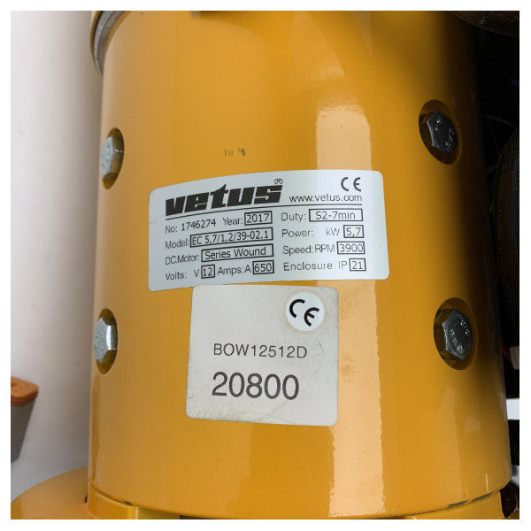 Vetus BOW12512D 125 KGF 12V 5,7 kw motor de propulsão com solenoide