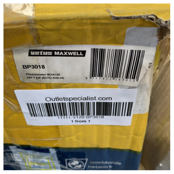 Електродвигун гребного гвинта Vetus BP3018 BOW160 7 кВт 24В