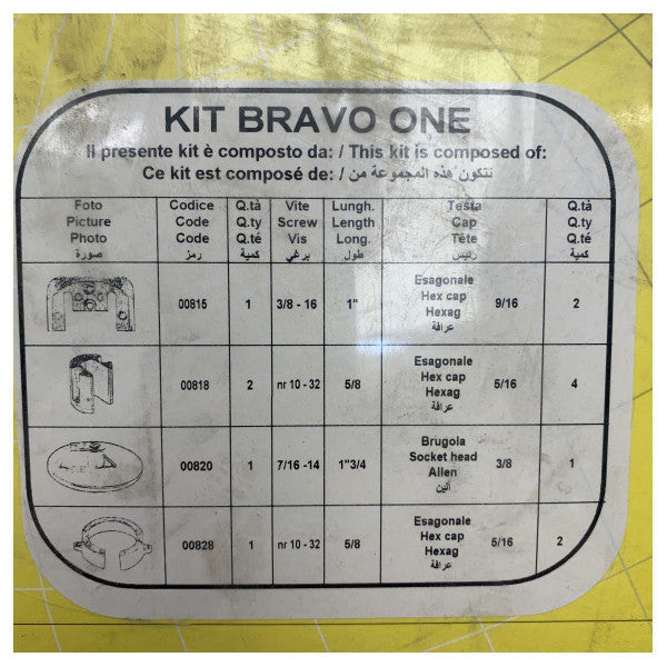 Kit de ânodo Technoseal Mercury Bravo One em alumínio