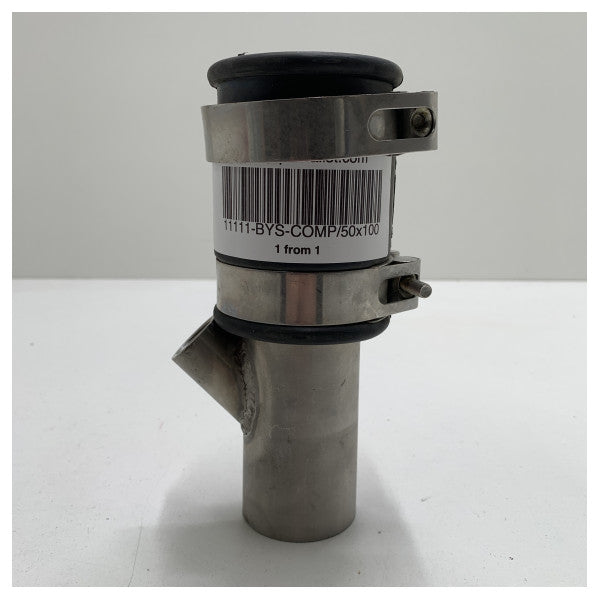 Marine Grade 50mm Stainless Steel Rubber Pipe Coupling with Hose Clamps - Durable & Corrosion Resistant