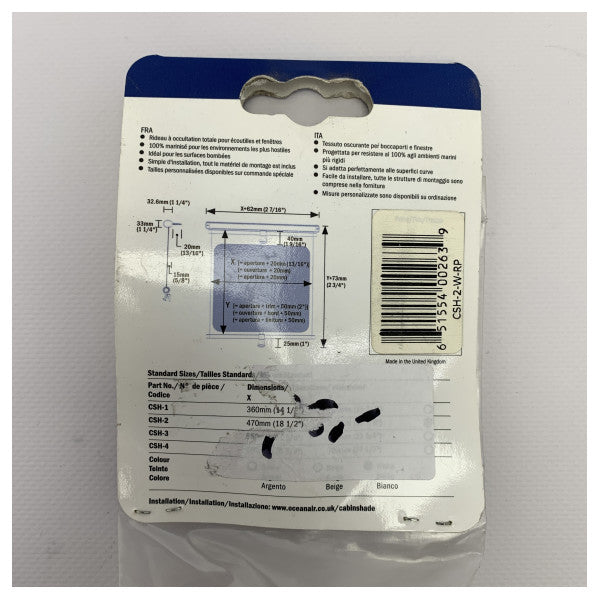 Dometic OceanAIr cabinshade roller blind 470 x 510 mm - CSH-2-W-RP