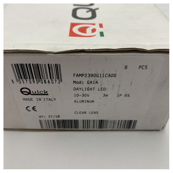 クイックガイア FAMP2390G11CA00 昼光色LED アルミニウムクリアレンズ 12/24V