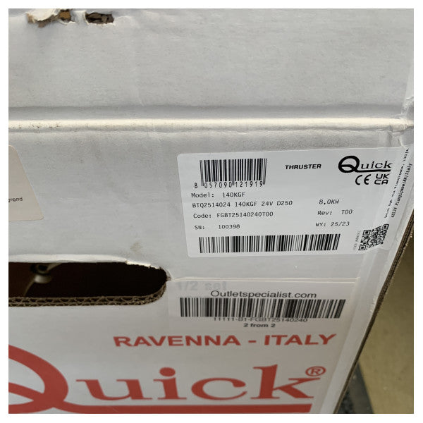 Quick 140 KGF - podwójna śruba dziobowa 250 mm 24V - FGBT25140240