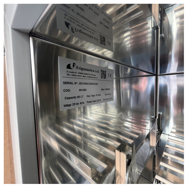 Frigonautica FR80RC ανοξείδωτο ατσάλινο ψυγείο κάτω από τον πάγκο - W480 D537 H630 cm