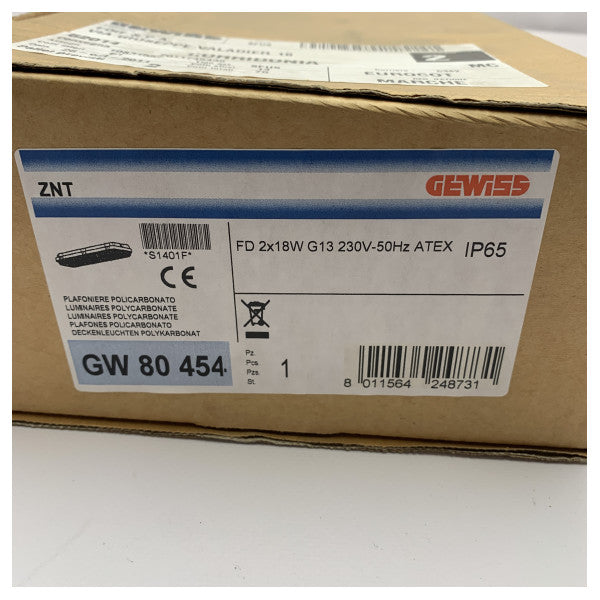 Θαλάσσιος βαθμός Gewiss GW 80 454 Αδιάβροχο πολυανθρακικό φωτιστικό IP65 ATEX πιστοποιημένο