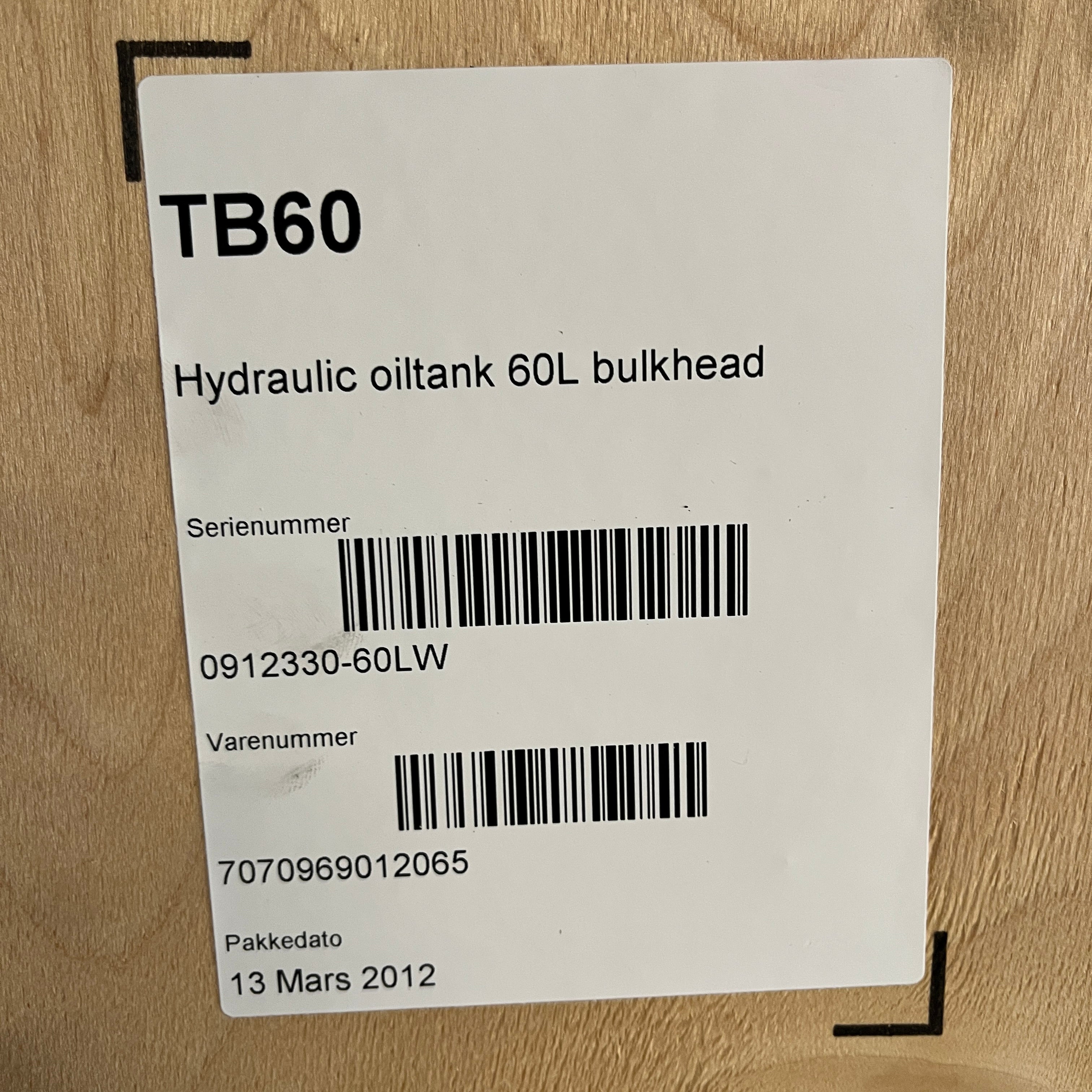 Sleipner TB60 60L zbiornik oleju hydraulicznego przegroda 24V