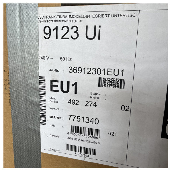 ミーレ K9123UI ビルドイン カウンター下コンプレッサー冷却冷蔵庫 230V