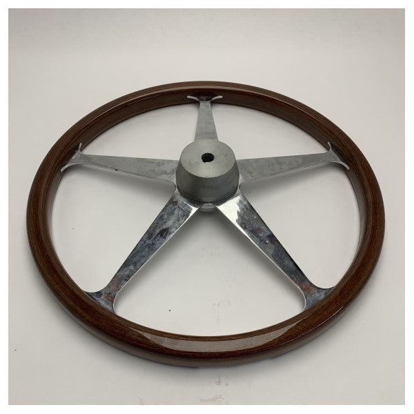 عجلة قيادة بحرية مستعملة من الفولاذ المقاوم للصدأ Vetus MAH550 مستعملة، مصنوعة من الفولاذ المقاوم للصدأ البحري مع خشب الماهوجني D550 مم