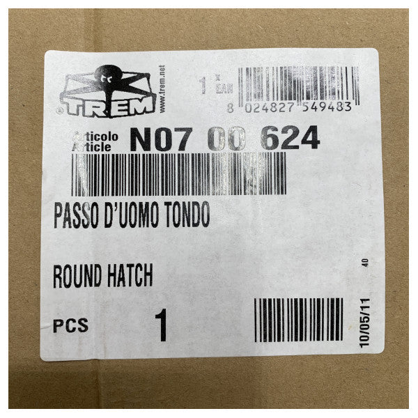 Okrągły właz pokładowy Trem z tworzywa sztucznego 624 mm biały - N07 00 624