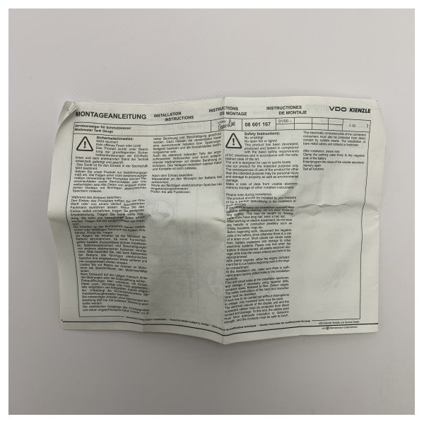 VDO Ocean Line spildevandsmåler sort 12V - N 02 230 626