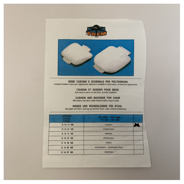 Trem Captain Seat Cushion Kit White - 014 11 100