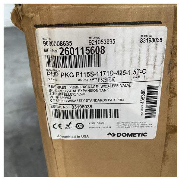 ドメティック P115S-1171D-425-1.5TCV ソース空調ポンプ