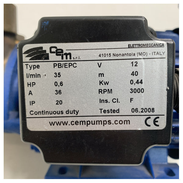 CEM BRONS PUMP TAL-ILMA TAL-ILMA ĦADD 12V | 35L / min - PB / EPC -12V