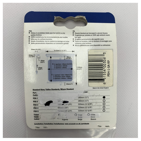 Dometic OceanAir portshade 340 x 280 mm white - PSH-1-SA-RP
