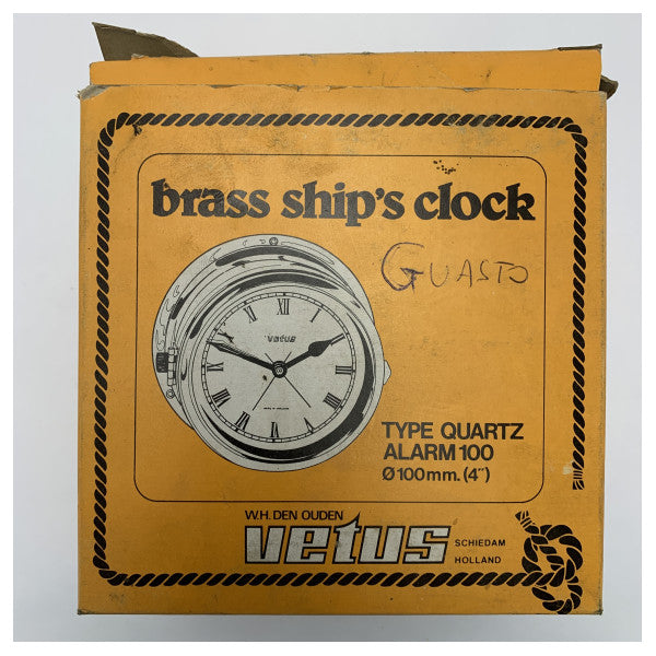 Vetus Quartz Marine Ship Clock 100mm Brass Nautical - QUARTZ100