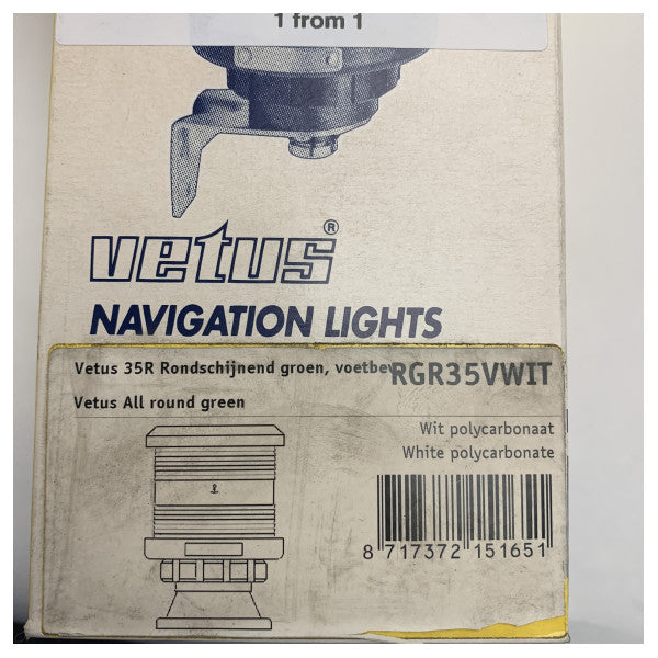 Vetus RGR35VWIT Navigationslicht 360 Grad grün mit Halterung