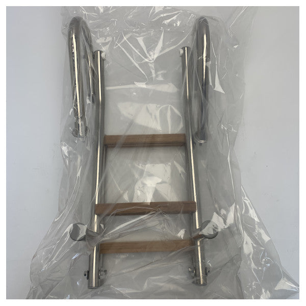 Allpa ανοξείδωτη πτυσσόμενη σκάλα κολύμβησης 3 σκαλοπατιών επιφανειακής τοποθέτησης - S1931003