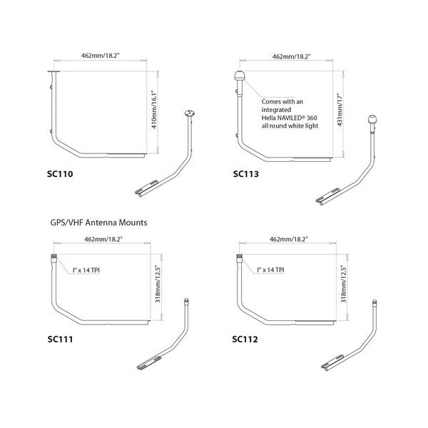 Scanstrut SC111 luz de navegação em aço inoxidável | suporte para GPS