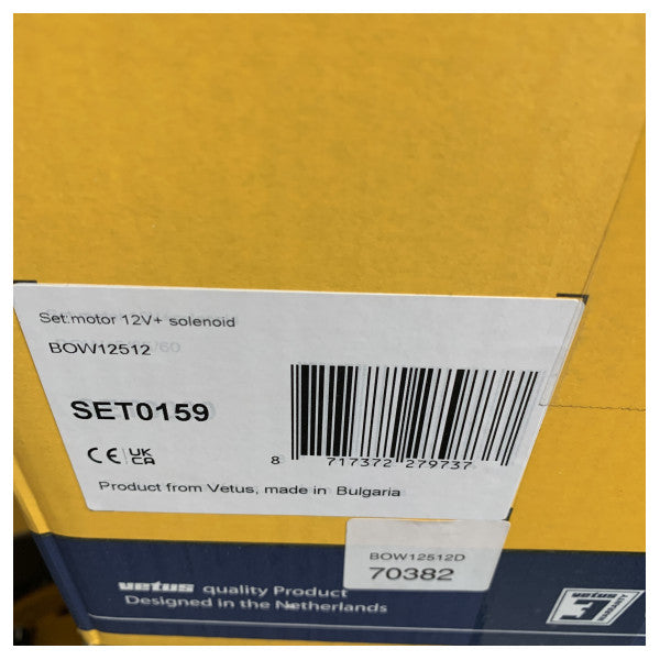 Vetus SET0159 Motor elétrico de propulsão BOW 95 e 125 12V com relé