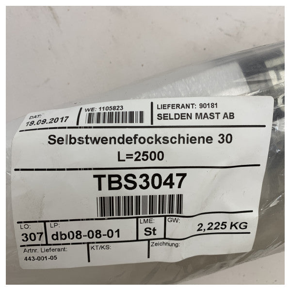 Selden Track 30 30 mm Normali Aluminum Black Track 2500 mm-443-001-05