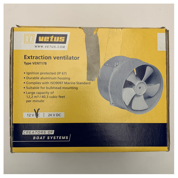 Vetus VENT17812 Inline-Ventilator 12V 12 m3 D178 mm