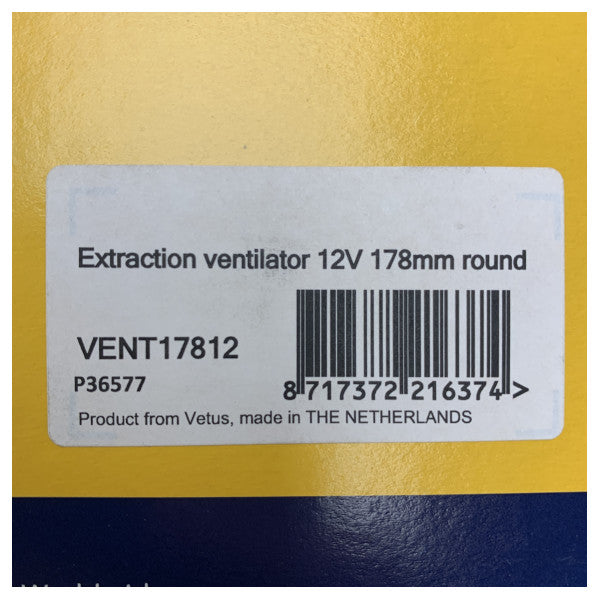 Vetus VENT17812 Inline-Ventilator 12V 12 m3 D178 mm