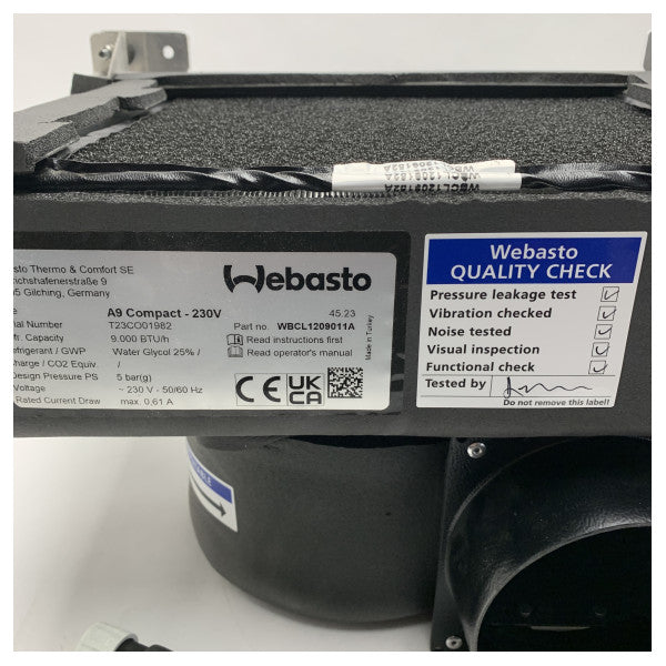 Компактний судновий кондиціонер Webasto A9 9000 BTU - 230V- 50/60Hz - WBCL1209011A