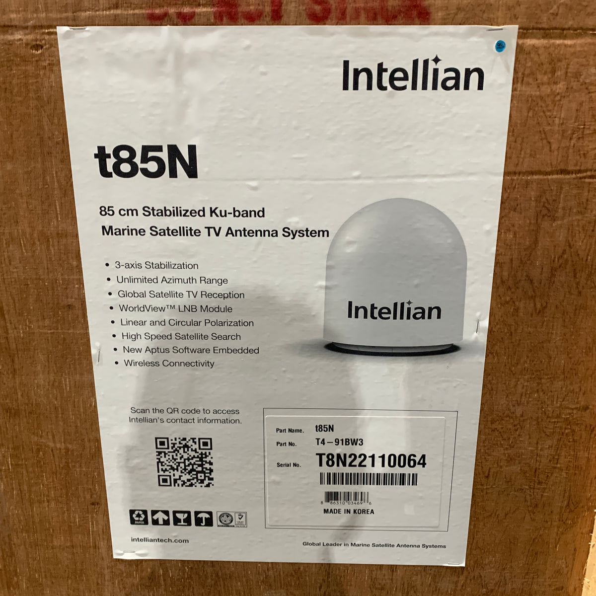 Système d’antenne TV satellite TVRO global Intellian t85N 85 cm