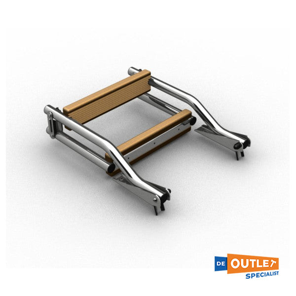 Nautinox 3-trins badestige i rustfrit stål med trætrin - 2048 1