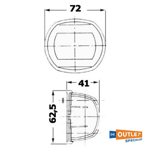 Osculati in acciaio inox luce di navigazione rossa 112,5 - 1140601