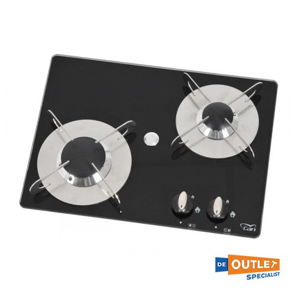 CAN PV1351 2-brännare inbyggd gasspis svart