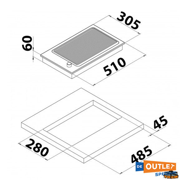 CAN PB1328 elektrisk grill i rostfritt stål 230V