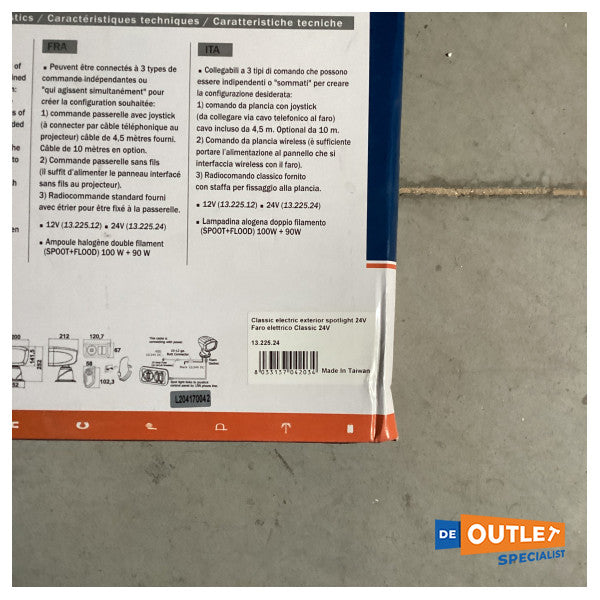 Projetor exterior elétrico regulável Osculati Classic 24V - 13.225.24