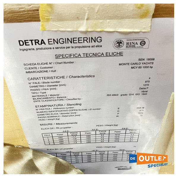 Detra D870 x P1070 lama-4 elica nibrale SX - 08079J