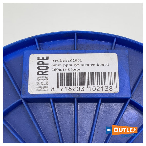 Ρολό σχοινιού NedRope 6 mm ppm πλεγμένο σχοινί 200 μέτρα 8 σύρματα λευκό - 102061