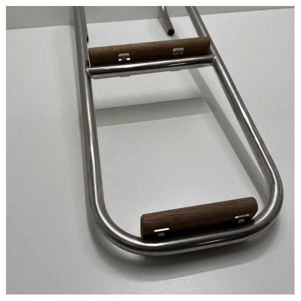 Allpa badstege i rostfritt stål 2 steg fast med steg i teak - 110033
