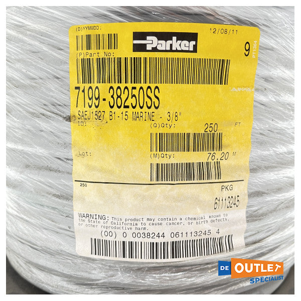 Parker SAEJ1527 B1-15 3/8-дюймовий морський гнучкий паливний шланг 250 дюймів - 7199-38250SS