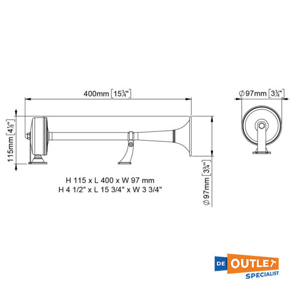マルコ EMX2 電動エアホーン 24 v ステンレス鋼ショート - 13204213