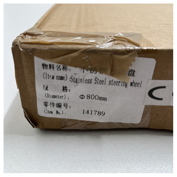 Jefa 800 mm stainless steel sailboat steering wheel with leather black