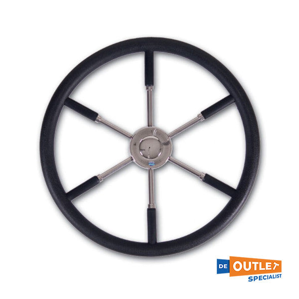 Stazo 6 ακτίνων τύπου 12 από ανοξείδωτο ατσάλι πλαστικό τιμόνι μαύρο 55 cm - 1585