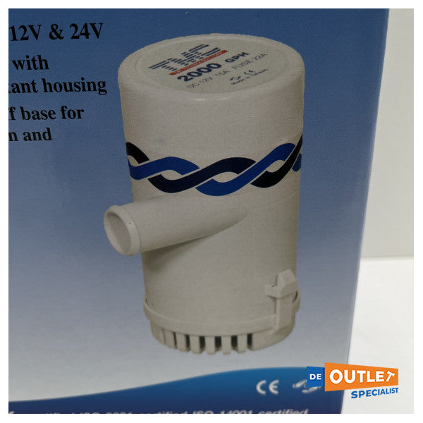 TMC R18 2000GPH висококапацитетна 24V трюмна помпа бяла - 503-1820012