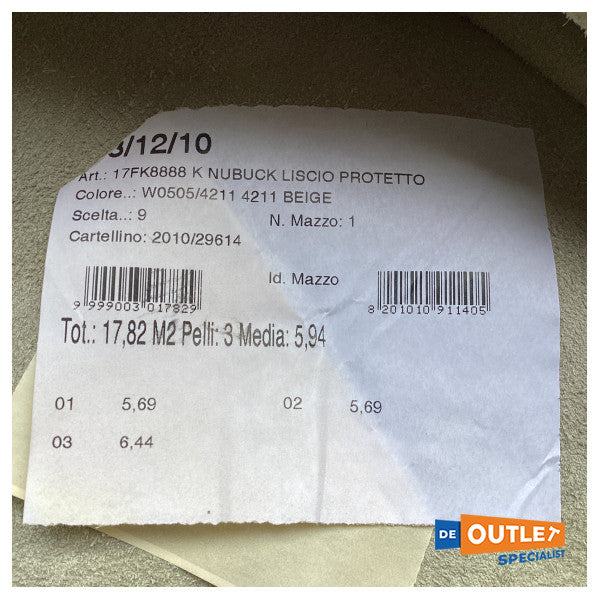 Nubucklæder 17.82 m2 farve W0505/4211 beige - 17FK8888