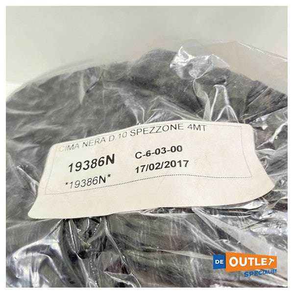 Cima di ormeggio nera battuta 10 mm - 4 metri - 19386N