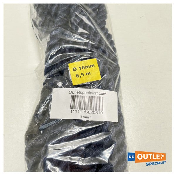 Allpa landvast - mooring line 16 mm lengte 6.5 meter blauw